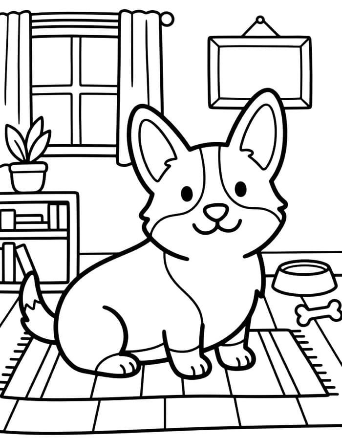 Kolorowanka Narysuj Corgi bezpłatny wydruku