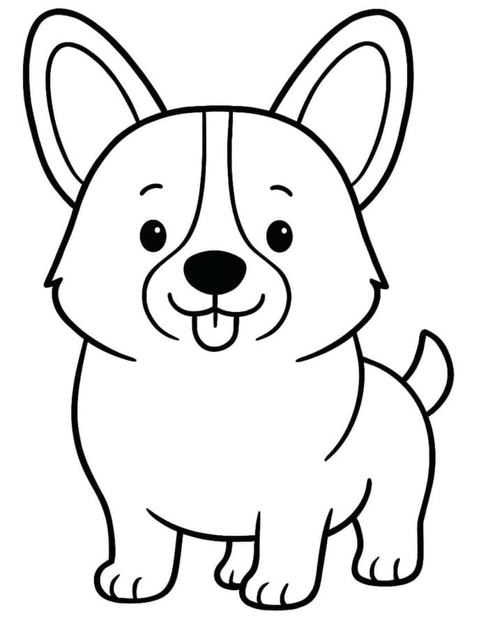 Kolorowanka Narysuj Corgi prosty