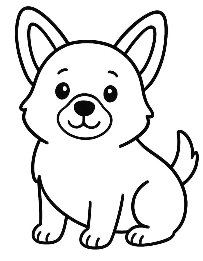 Kolorowanka Narysuj Corgi wydruku prosty