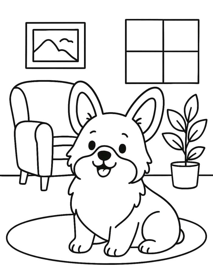 Kolorowanka Narysuj Corgi wydruku