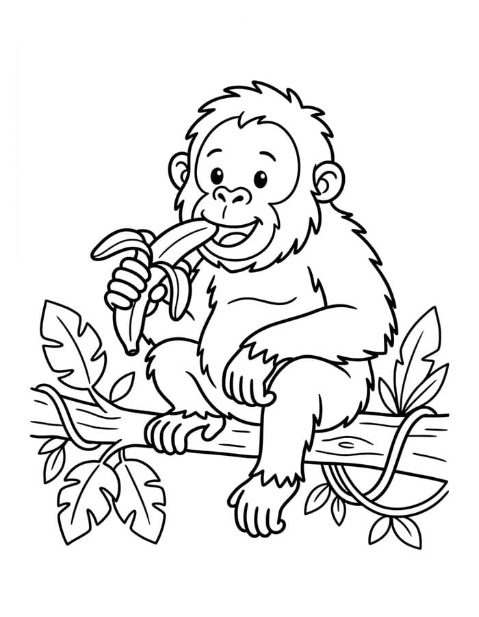 Kolorowanka Narysuj Orangutan wydruku dla dzieci