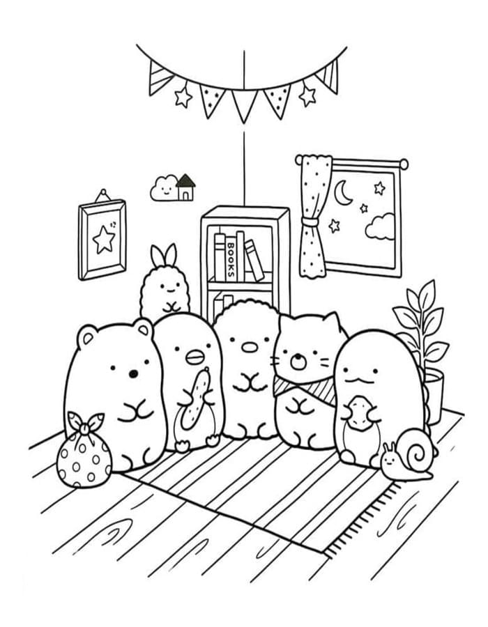 Kolorowanka Narysuj Sumikko Gurashi bezpłatny dla dzieci