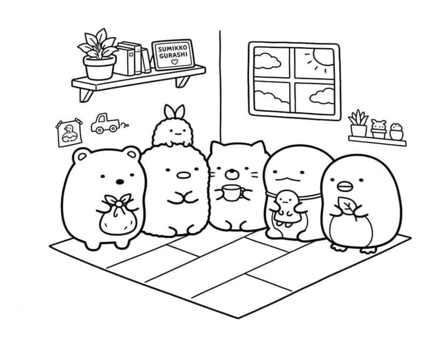 Kolorowanka Narysuj Sumikko Gurashi bezpłatny łatwy