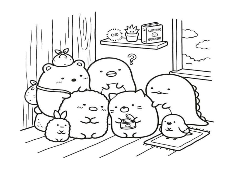 Kolorowanka Narysuj Sumikko Gurashi bezpłatny podstawowy