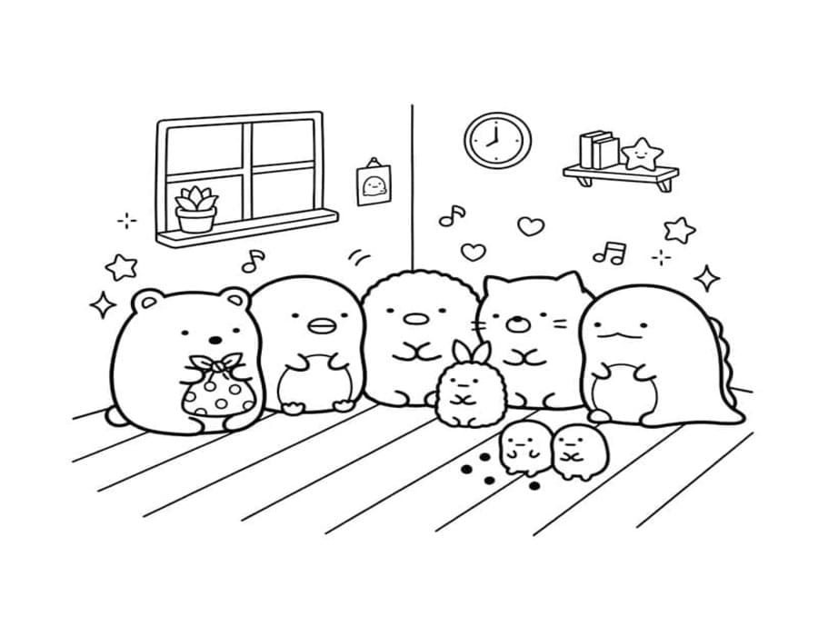 Kolorowanka Narysuj Sumikko Gurashi bezpłatny prosty