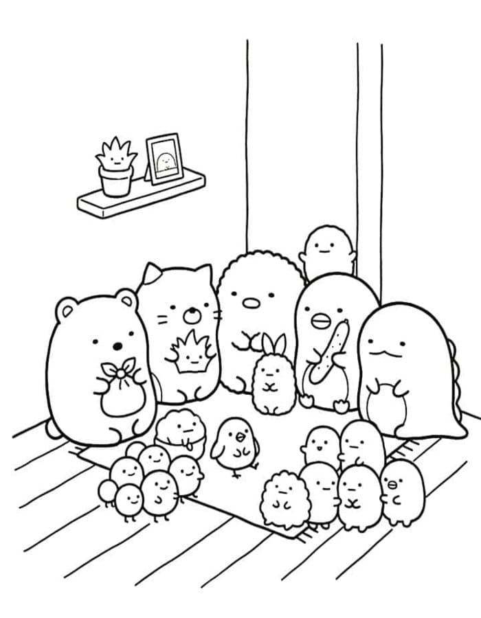 Kolorowanka Narysuj Sumikko Gurashi bezpłatny wydruku łatwy