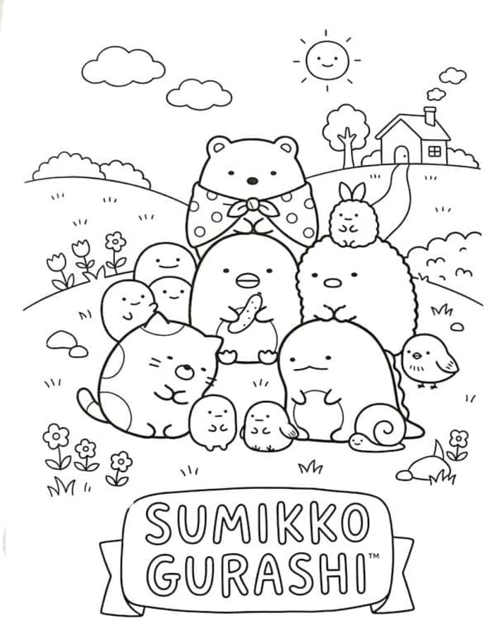 Kolorowanka Narysuj Sumikko Gurashi bezpłatny wydruku