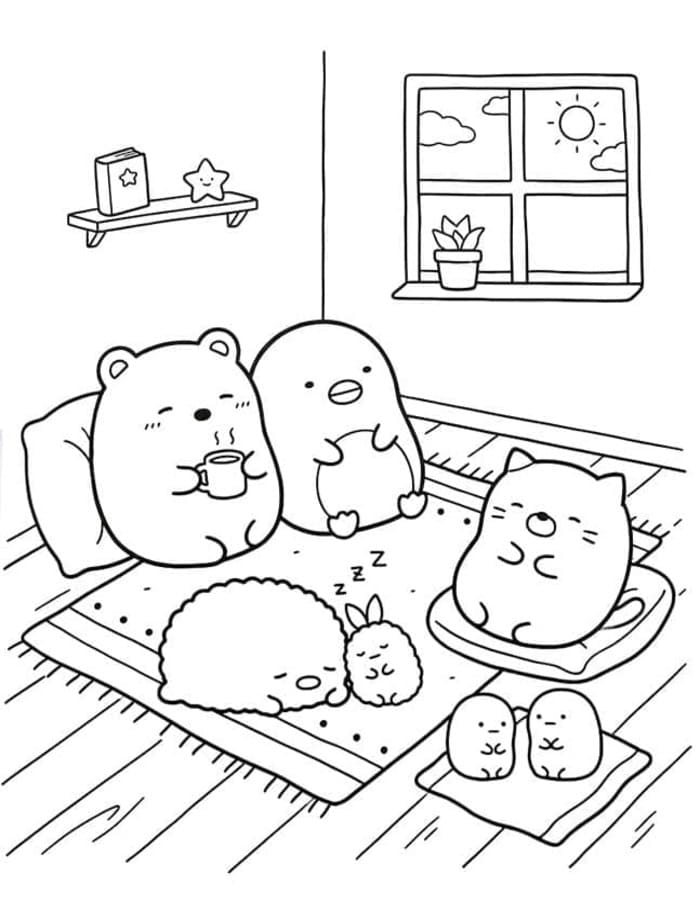 Kolorowanka Narysuj Sumikko Gurashi łatwy