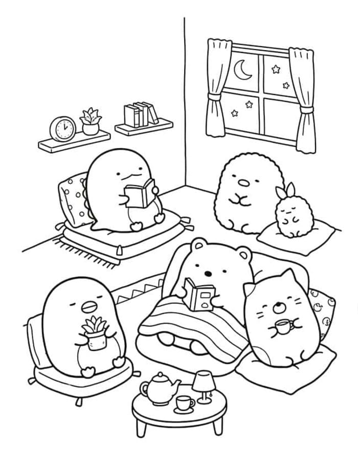 Kolorowanka Narysuj Sumikko Gurashi podstawowy