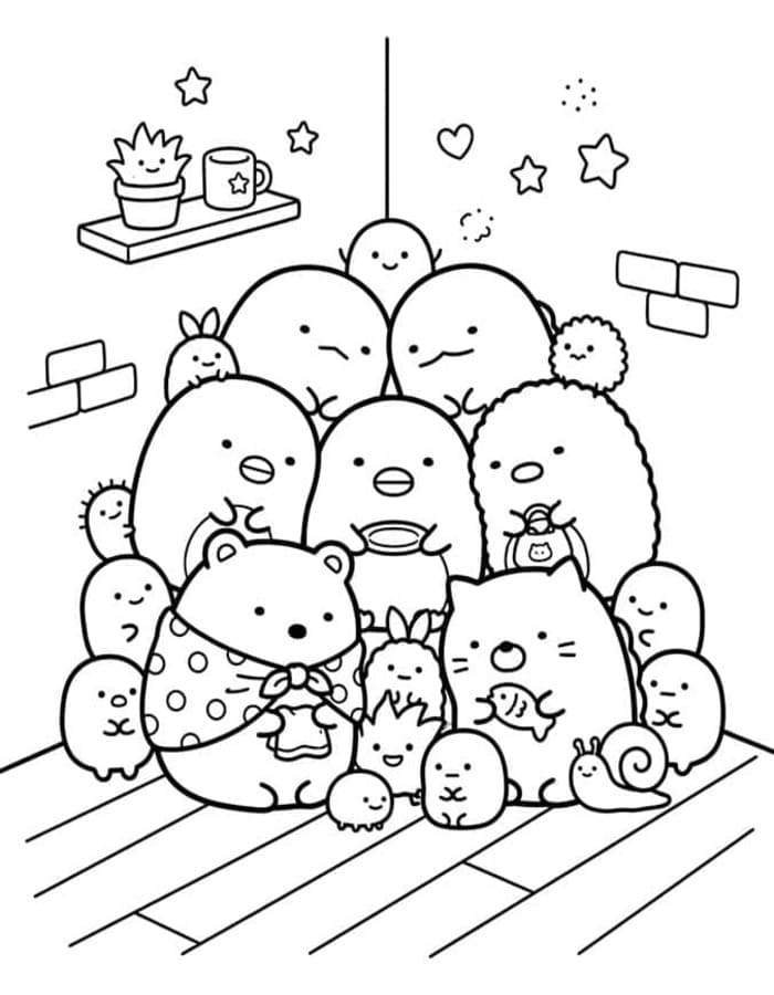 Kolorowanka Narysuj Sumikko Gurashi prosty