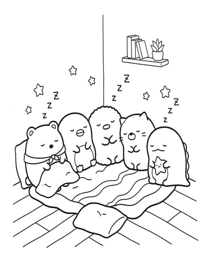Kolorowanka Narysuj Sumikko Gurashi wydruku łatwy