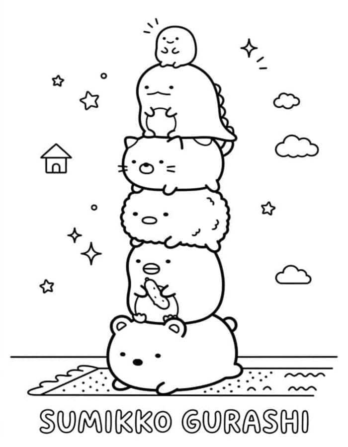 Kolorowanka Narysuj Sumikko Gurashi wydruku prosty
