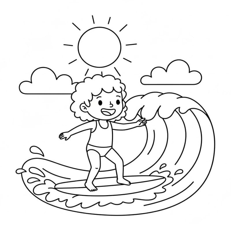 Kolorowanka Narysuj Surfing bezpłatny dla dzieci