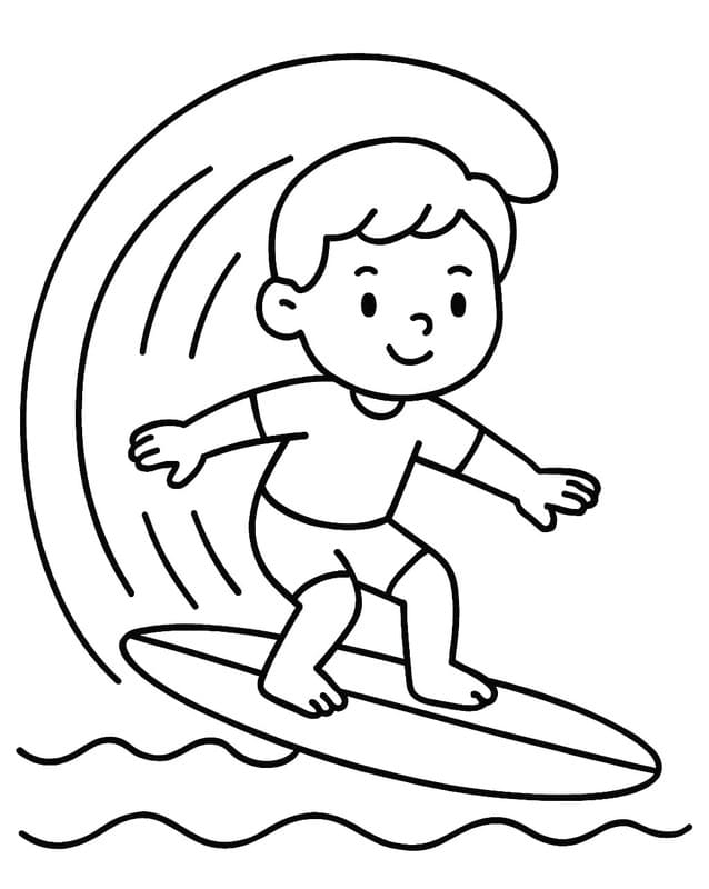 Kolorowanka Narysuj Surfing bezpłatny łatwy
