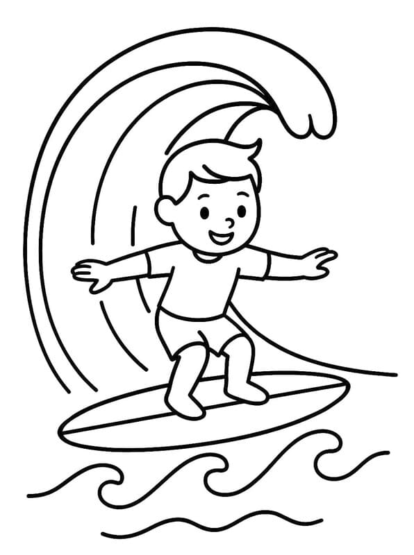 Kolorowanka Narysuj Surfing bezpłatny podstawowy