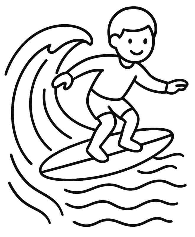 Kolorowanka Narysuj Surfing bezpłatny wydruku łatwy
