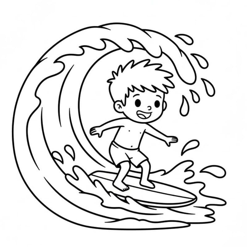 Kolorowanka Narysuj Surfing dla dzieci