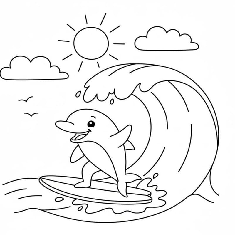 Kolorowanka Narysuj Surfing łatwy