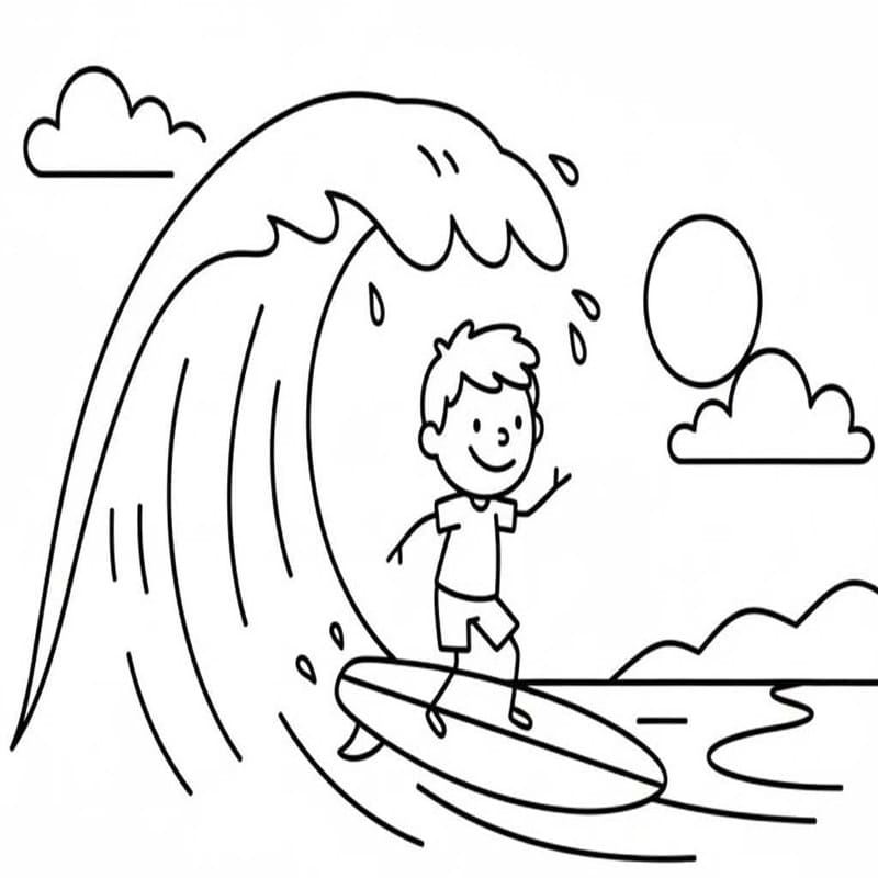 Kolorowanka Narysuj Surfing prosty