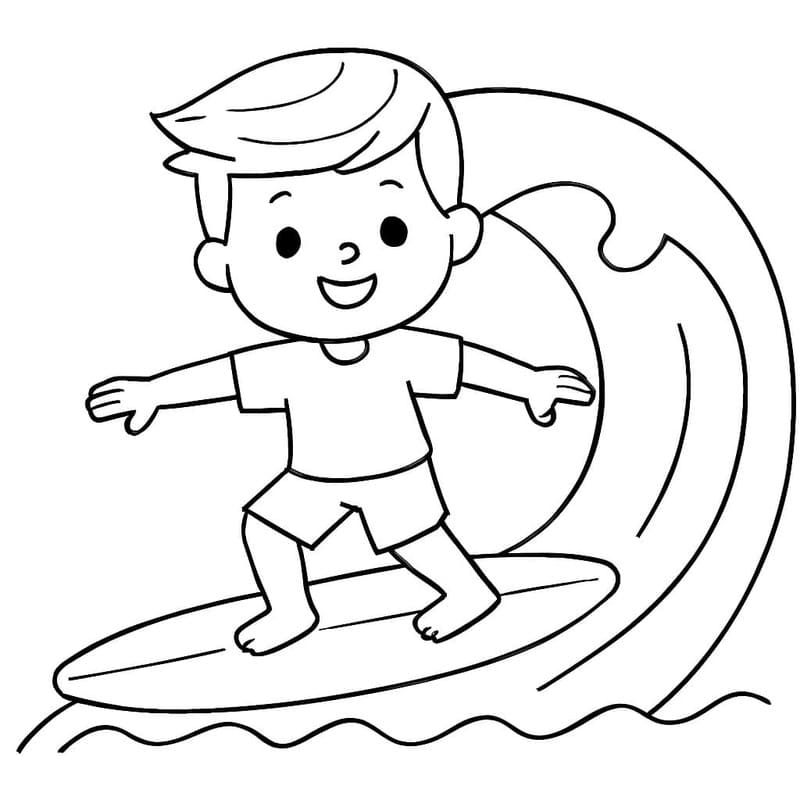 Kolorowanka Narysuj Surfing wydruku dla dzieci