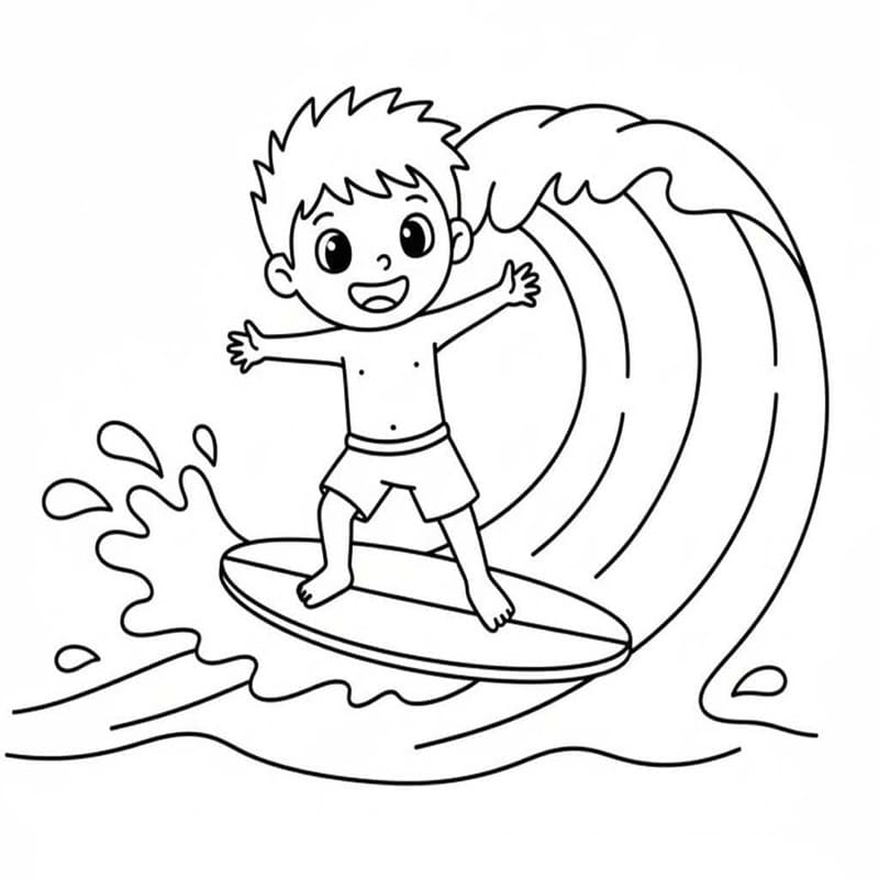 Kolorowanka Narysuj Surfing wydruku