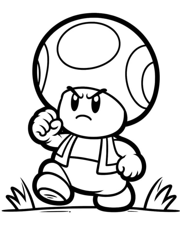Kolorowanka Narysuj Toad Mario dla dzieci