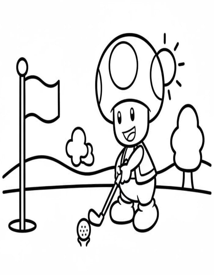 Kolorowanka Narysuj Toad Mario wydruku łatwy