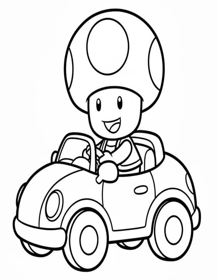 Kolorowanka Narysuj Toad Mario wydruku podstawowy