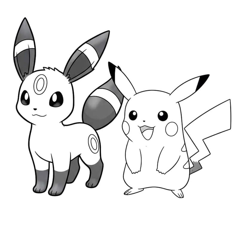 Kolorowanka Narysuj Umbreon bezpłatny łatwy