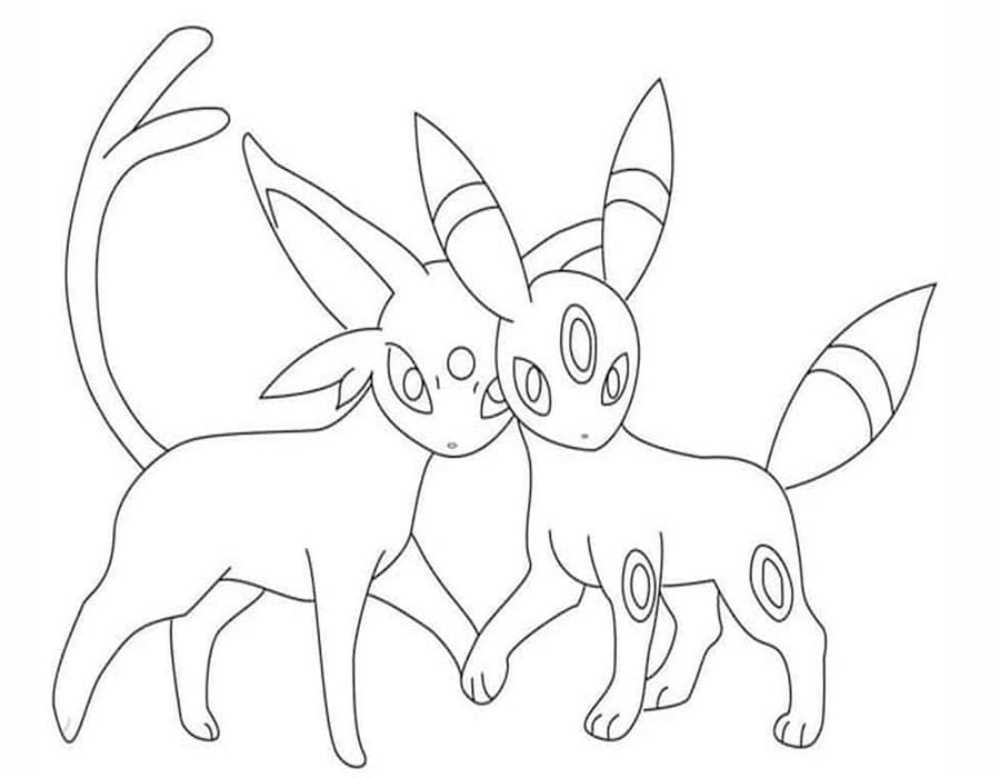 Kolorowanka Narysuj Umbreon bezpłatny prosty