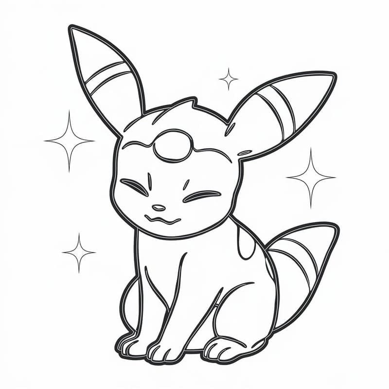 Kolorowanka Narysuj Umbreon bezpłatny wydruku podstawowy