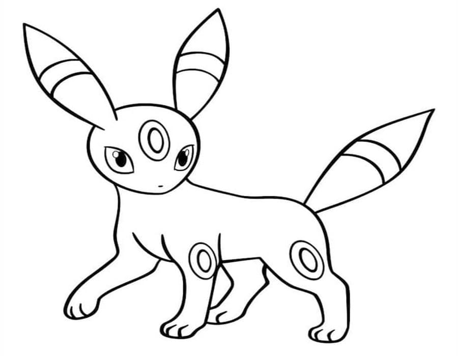 Kolorowanka Narysuj Umbreon bezpłatny wydruku prosty