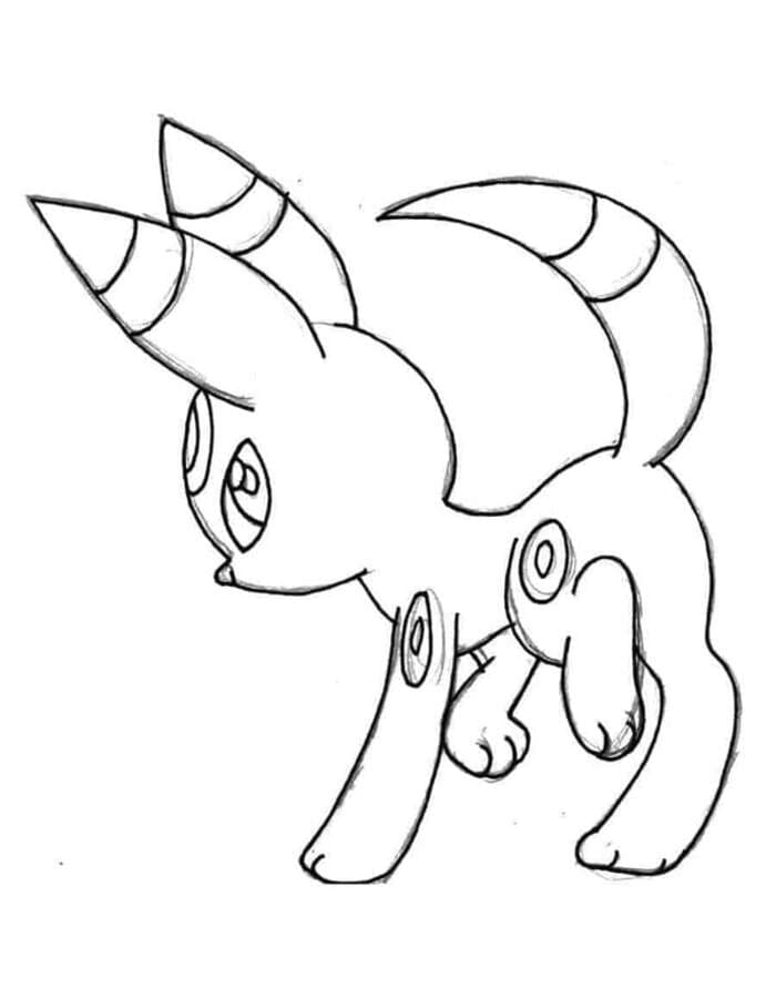 Kolorowanka Narysuj Umbreon bezpłatny
