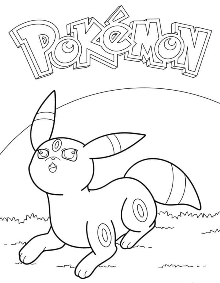 Kolorowanka Narysuj Umbreon łatwy