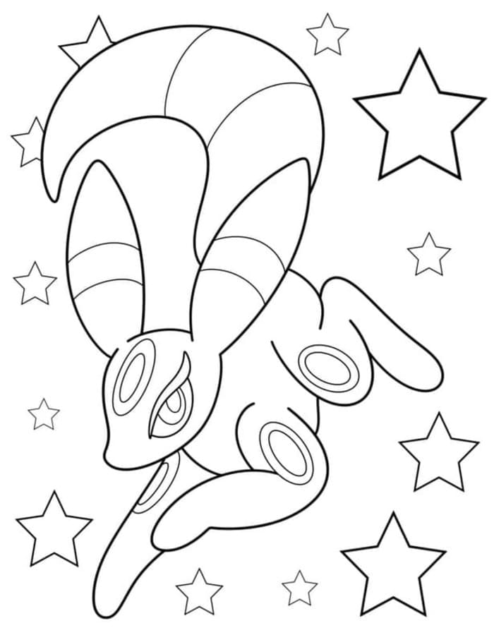 Kolorowanka Narysuj Umbreon wydruku dla dzieci