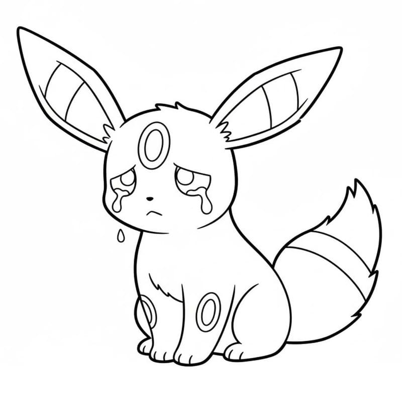 Kolorowanka Narysuj Umbreon wydruku łatwy