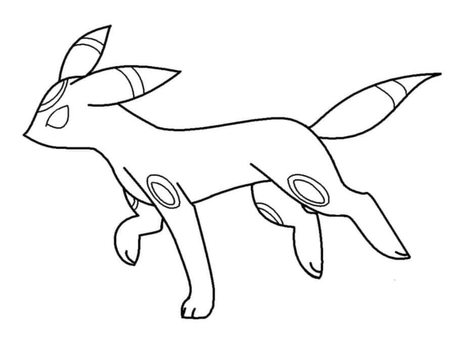Kolorowanka Narysuj Umbreon wydruku prosty