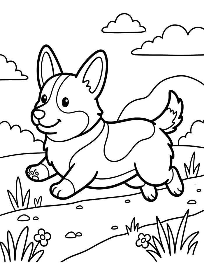 Kolorowanka Obraz Corgi bezpłatny wydruku