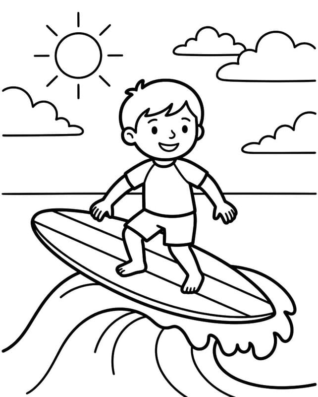Kolorowanka Obraz Surfing bezpłatny wydruku