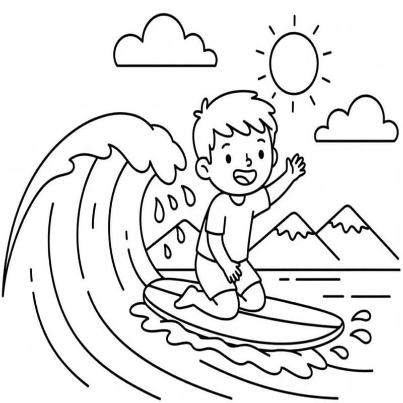 Kolorowanka Obraz Surfing bezpłatny