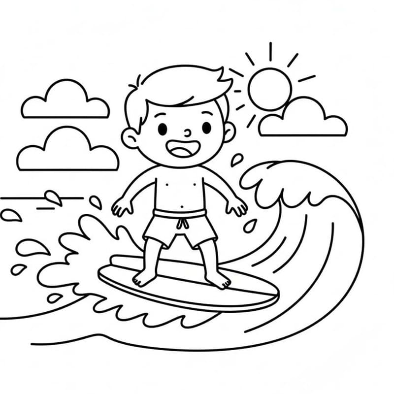 Kolorowanka Obraz Surfing do druku