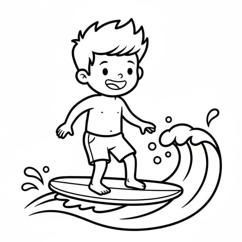 Kolorowanka Obraz Surfing wydruku