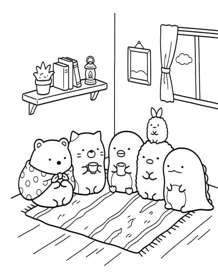 Kolorowanka Sumikko Gurashi bezpłatny dla dzieci
