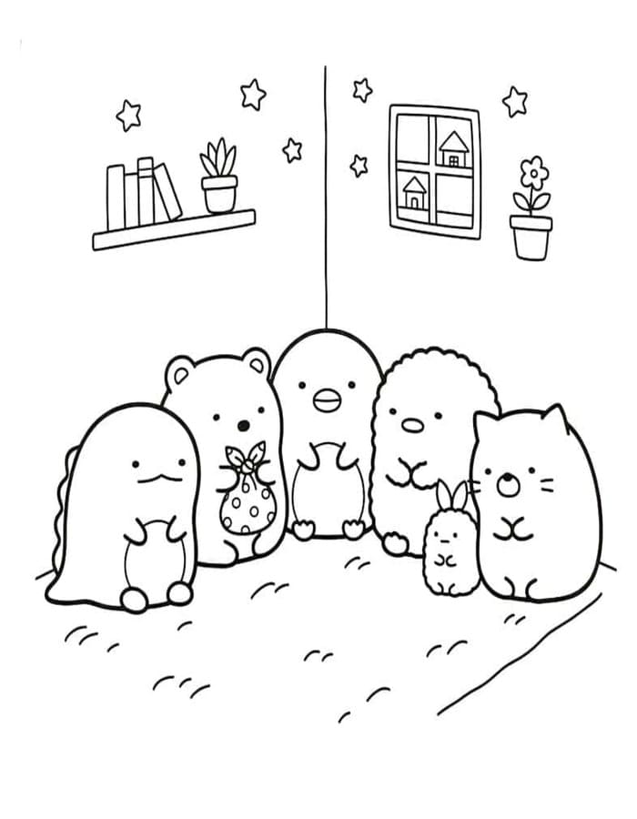 Kolorowanka Sumikko Gurashi bezpłatny prosty