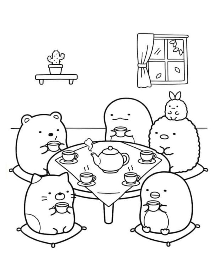Kolorowanka Sumikko Gurashi bezpłatny wydruku łatwy