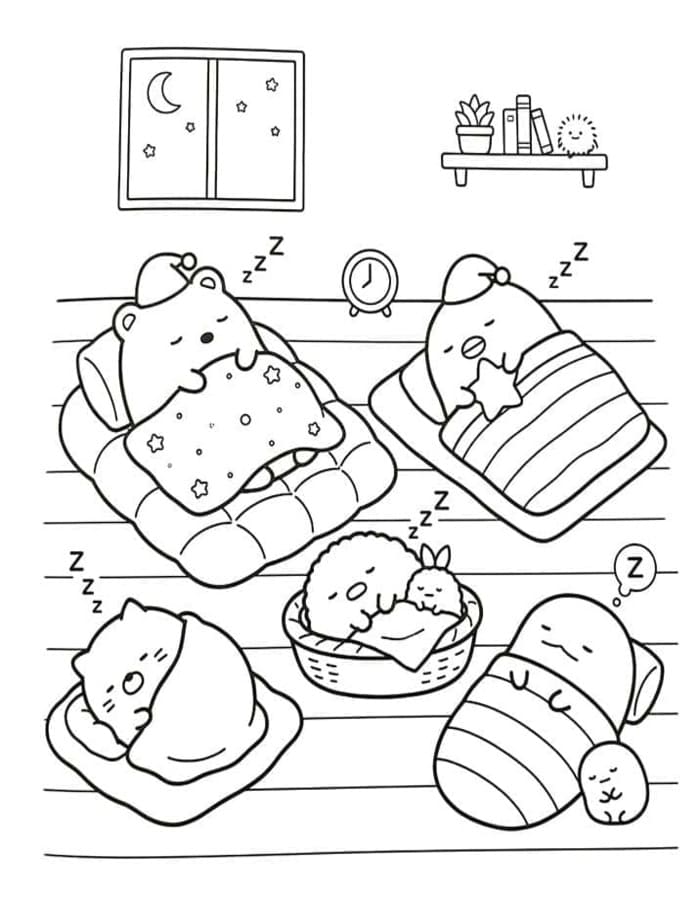 Kolorowanka Sumikko Gurashi bezpłatny wydruku