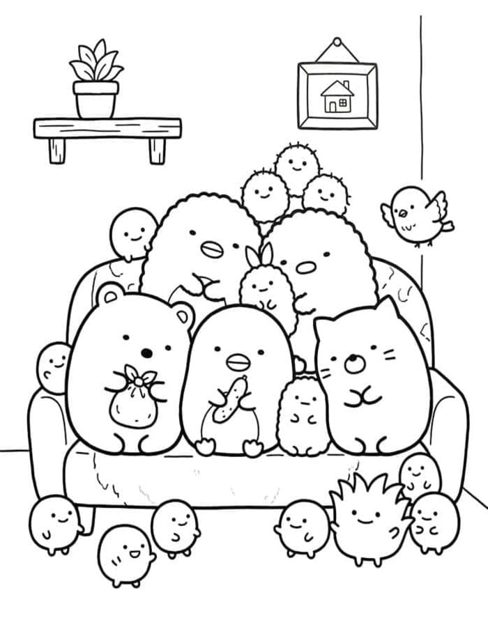 Kolorowanka Sumikko Gurashi wydruku dla dzieci