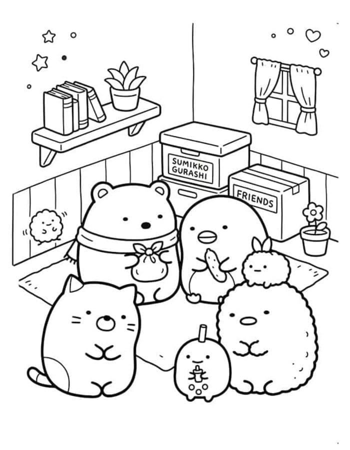 Kolorowanka Sumikko Gurashi wydruku