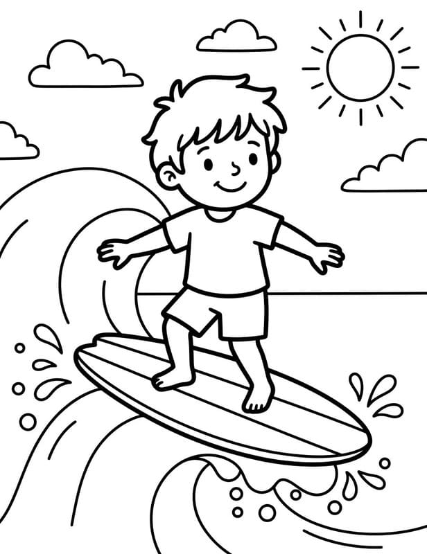 Kolorowanka Surfing bezpłatny dla dzieci