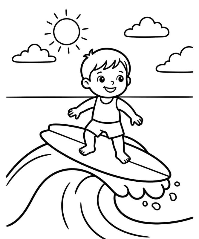 Kolorowanka Surfing bezpłatny podstawowy